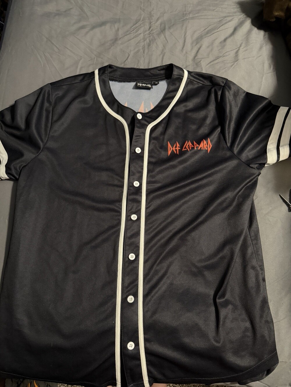 Def Leppard Leopard Graphic Baseball Jersey Womens 1X Black Rock Band Button Up